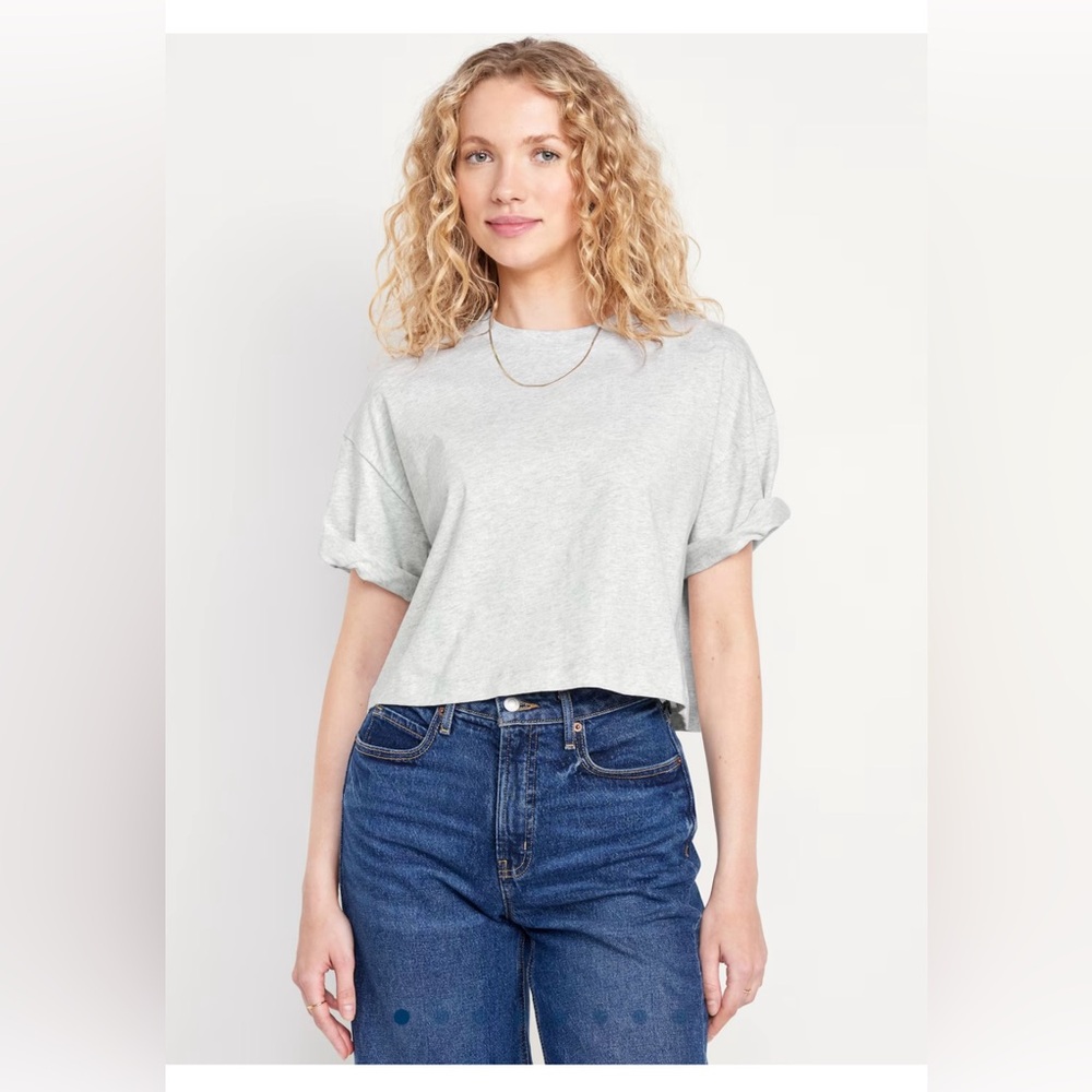Old Navy Vintage Oversized Crop T-Shirt Gray NWOT